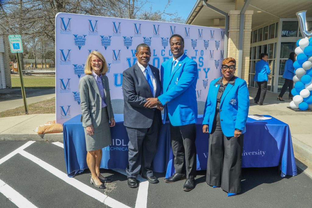 (L to R) Debbie Walker, MTC Vice President for Business Affairs; Dr. Rhames, Dr. Hopkins; Dr. Damara Hightower Mitchell, Provost and Vice President for Academic Affairs and Executive Director of the EPI Center